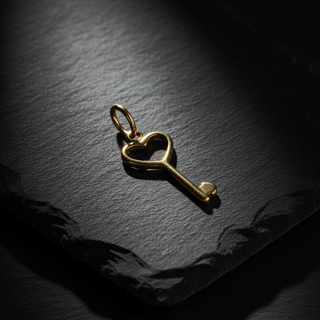 Heart Key Charm - Dark Slate