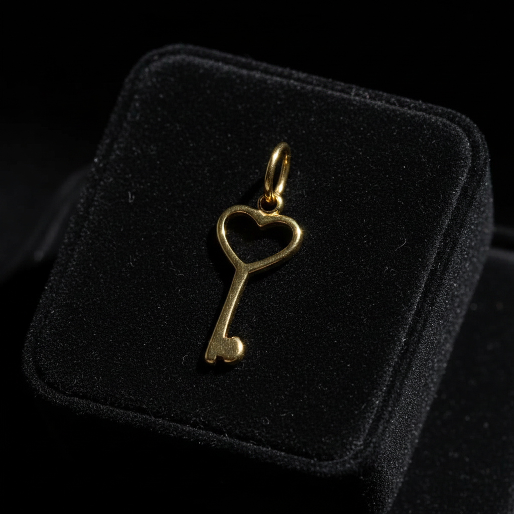 Heart Key Charm - Dark Velvet