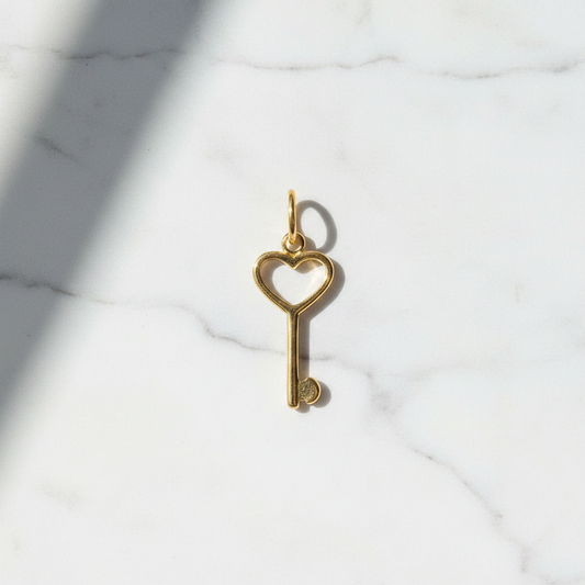 Heart Key Charm - Marble Flat Lay