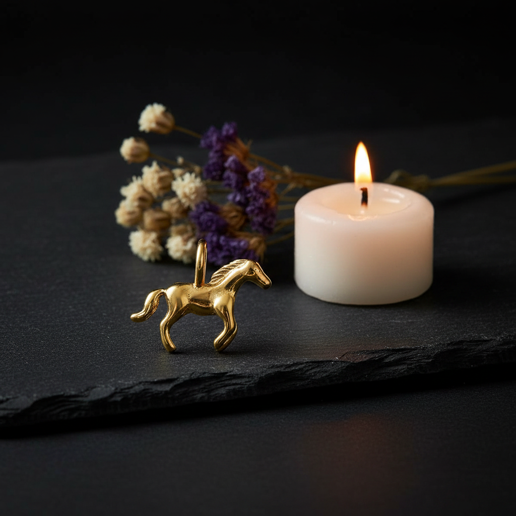 Horse Charm - Dark Candle Still Life