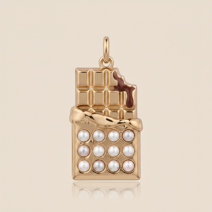 Chocolate bar charm close-up detail