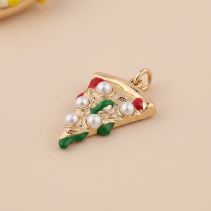 Pizza slice charm close-up detail