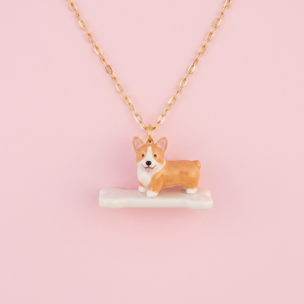 Corgi charm necklace styling