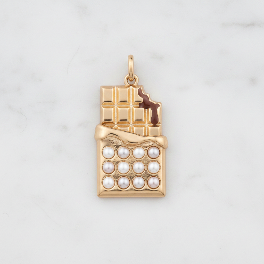 Chocolate bar charm flat lay marble