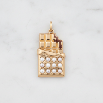 Chocolate bar charm flat lay marble