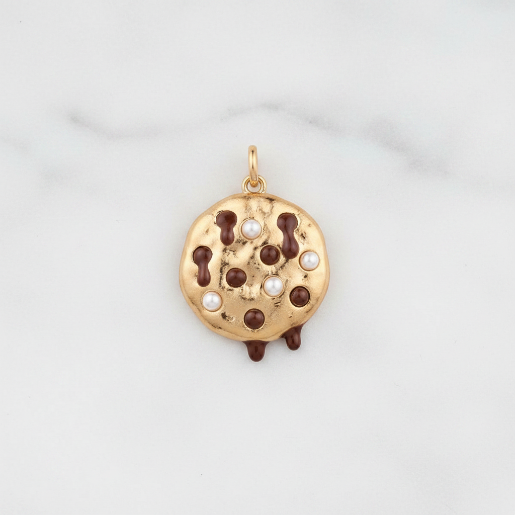 Chocolate chip cookie charm flat lay marble