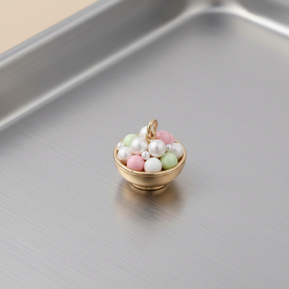 Mochi ball bowl charm on baking tray