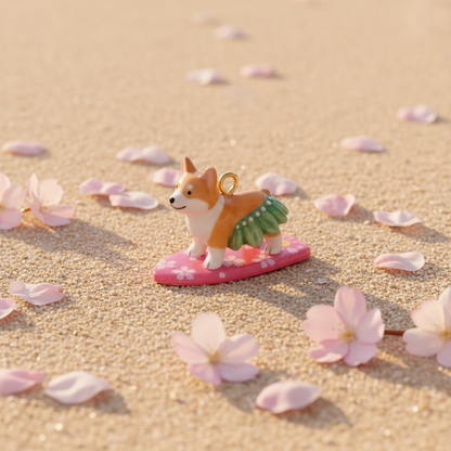 Shiba Inu charm sakura beach scene