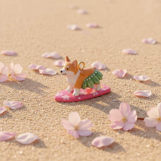 Shiba Inu charm sakura beach scene