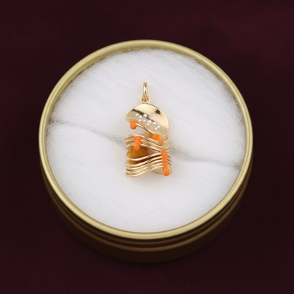 Stacked chips charm in gold tin box