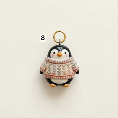 Knit Sweater Penguin Charm - Beige Background