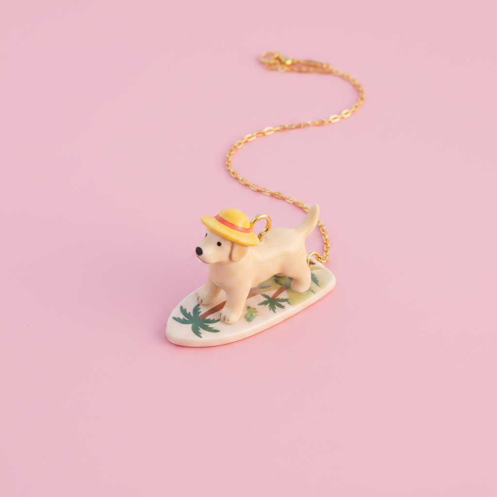 Lab Straw Hat Charm - Necklace Styling