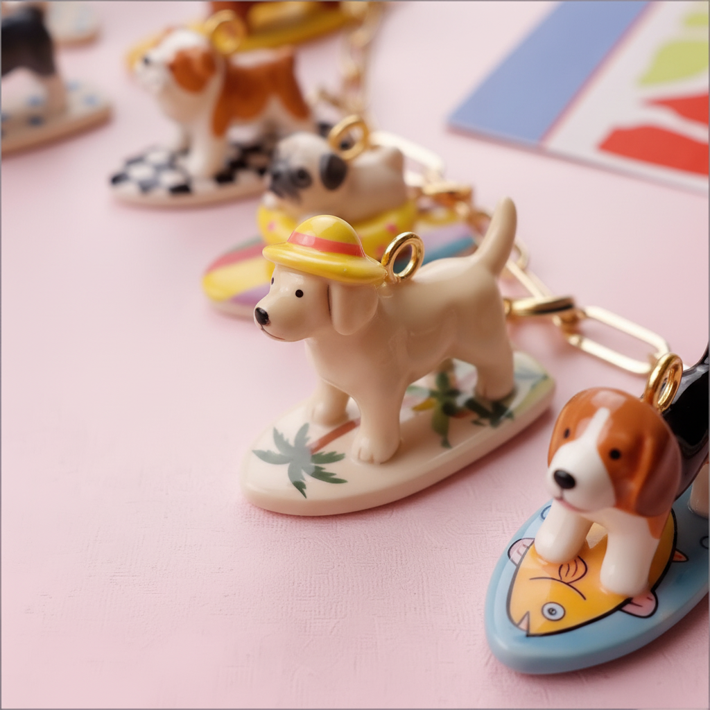 Lab Straw Hat Charm - Pink Lifestyle