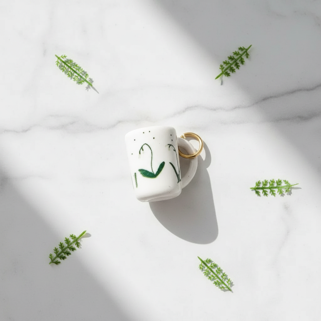 Lily of the Valley Mug Charm - Marble Botanical