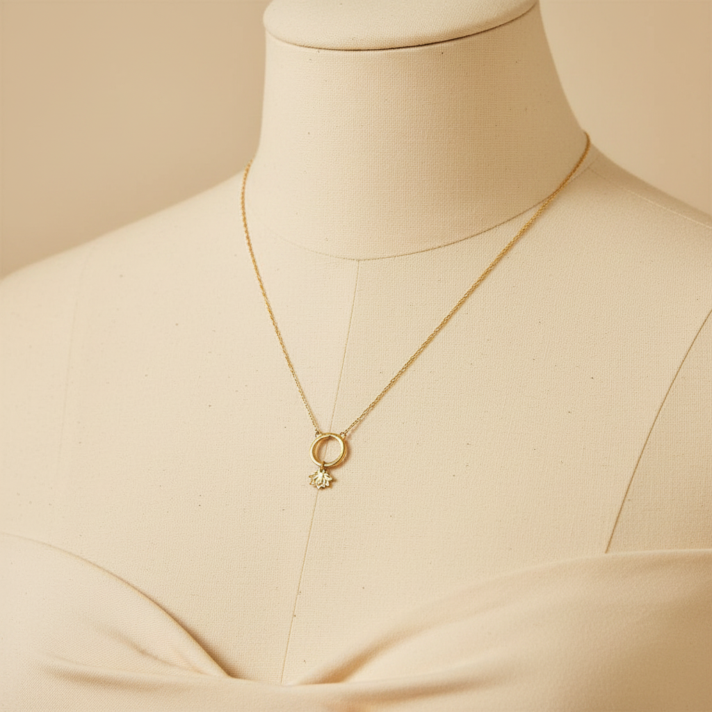 Lotus Charm Necklace on Bust