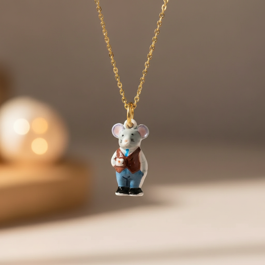 Mouse Charm 3 - Gold Chain