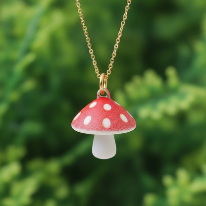 Mushroom Charm 3 - Forest Green Chain