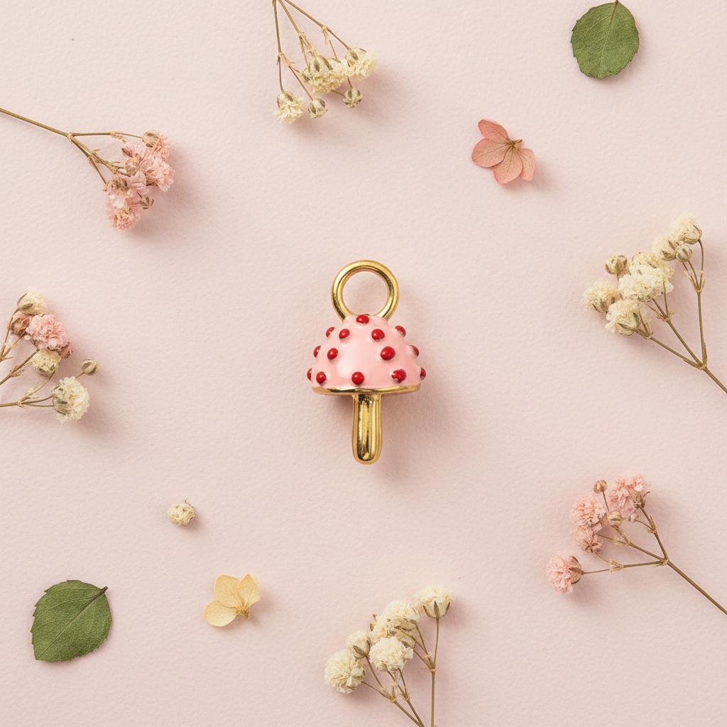 Mushroom Charm - Pink Floral Still Life