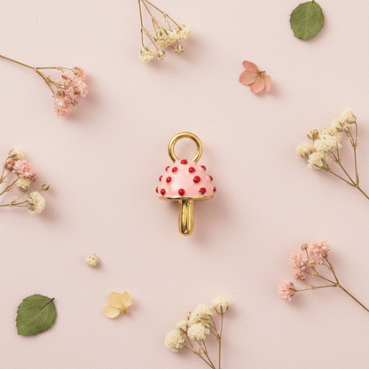 Mushroom Charm - Pink Floral Still Life