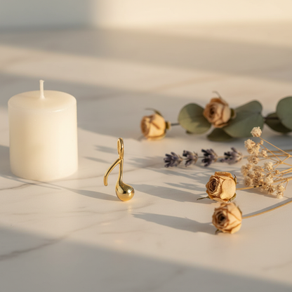 Music Note - Candle Flowers Marble