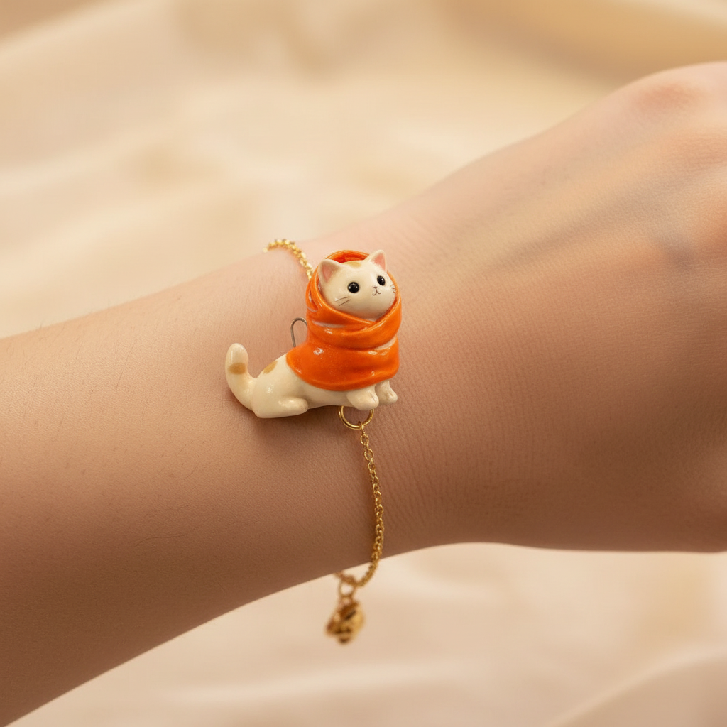 Orange Scarf Cat - Bracelet