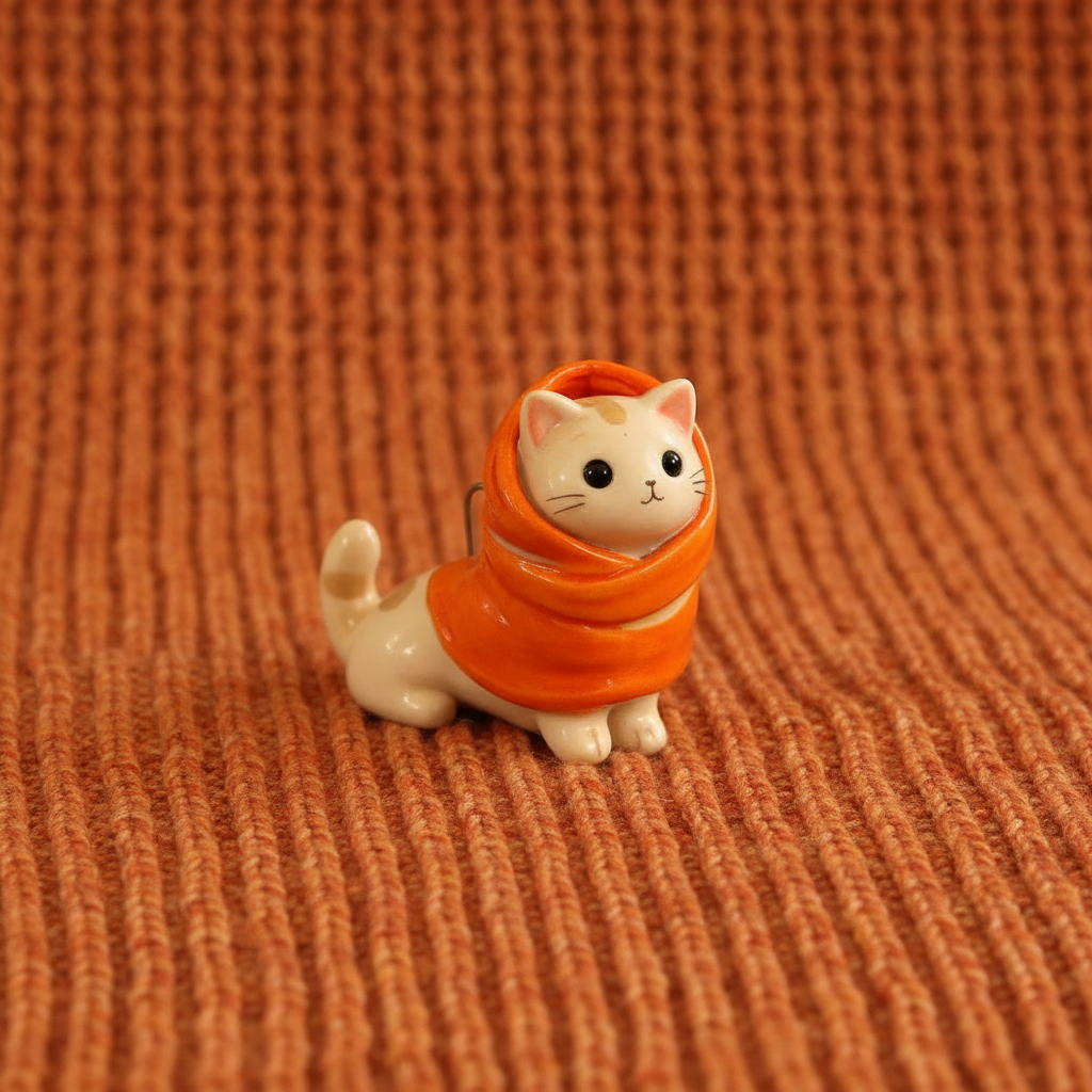 Orange Scarf Cat - Cozy Knit