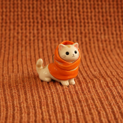 Orange Scarf Cat - Cozy Knit