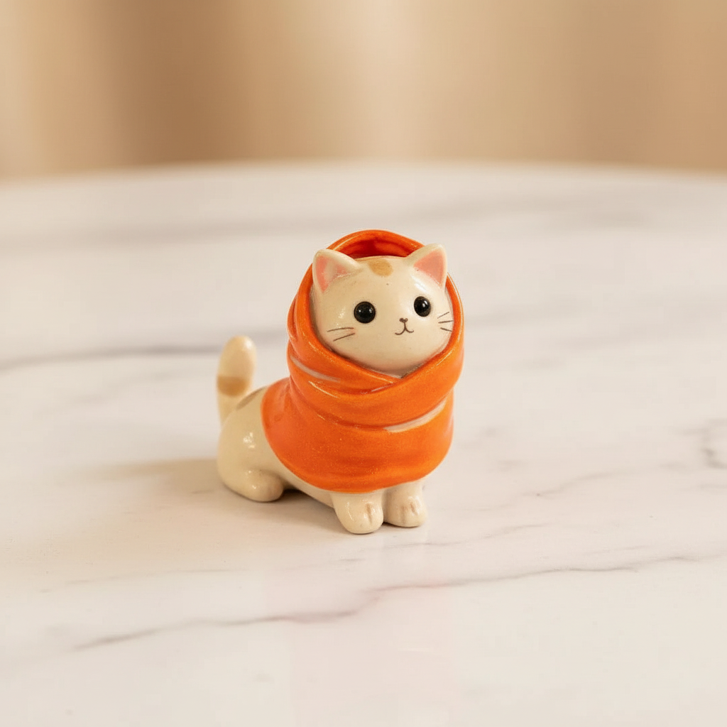 Orange Scarf Cat - Marble