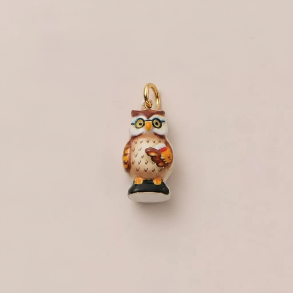 Owl Charm 1 - Beige Background