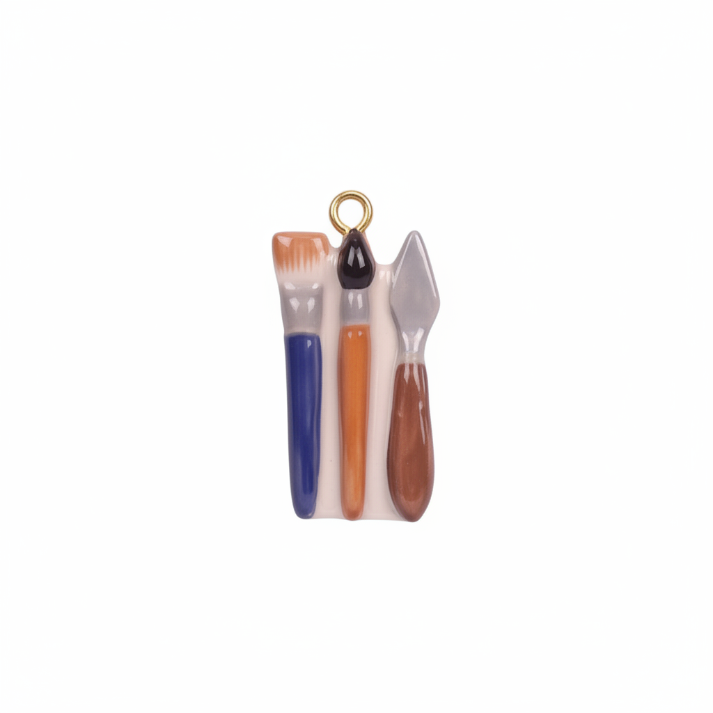 Paintbrushes Charm - Pure White