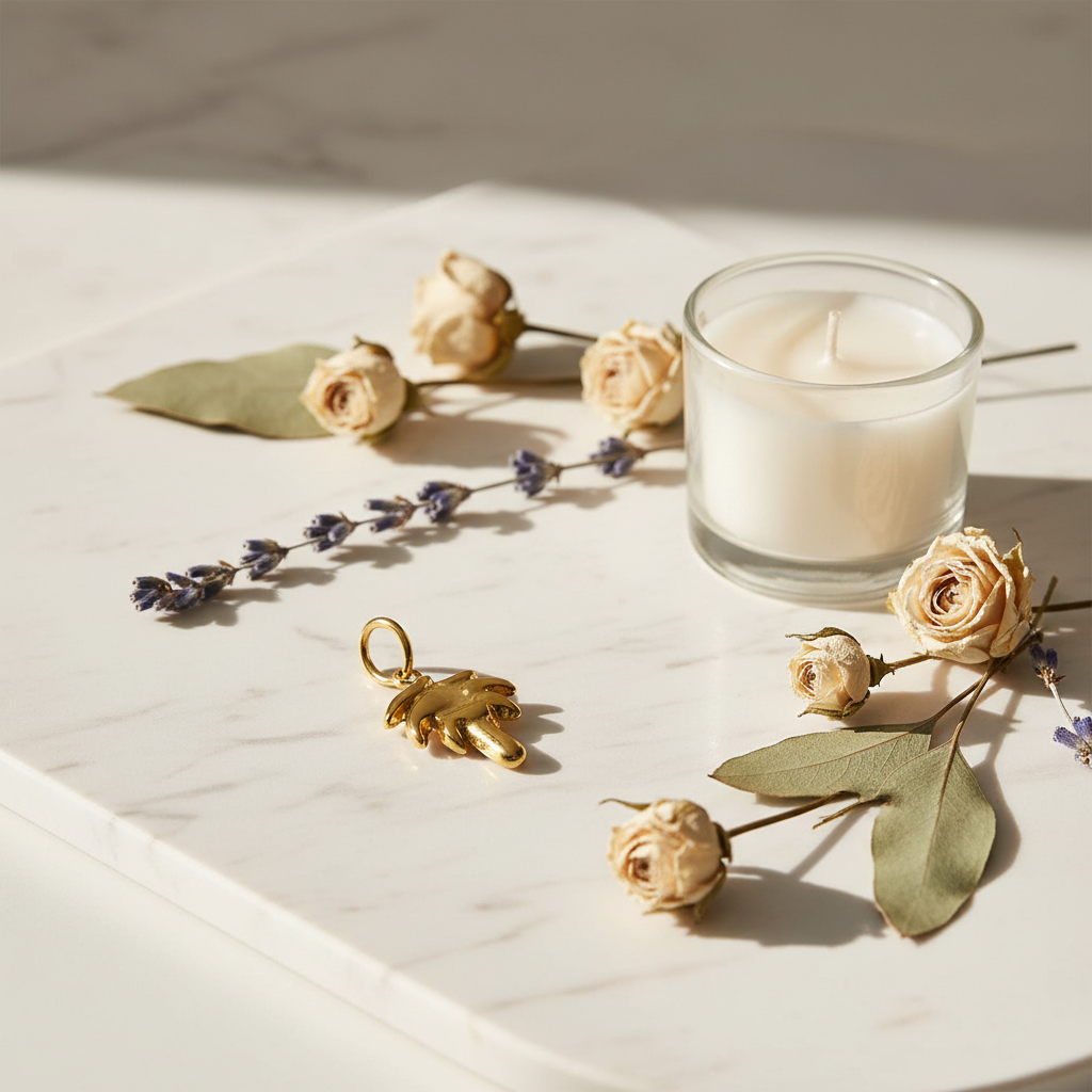 Palm Tree Charm - Candle Dried Flowers Marble