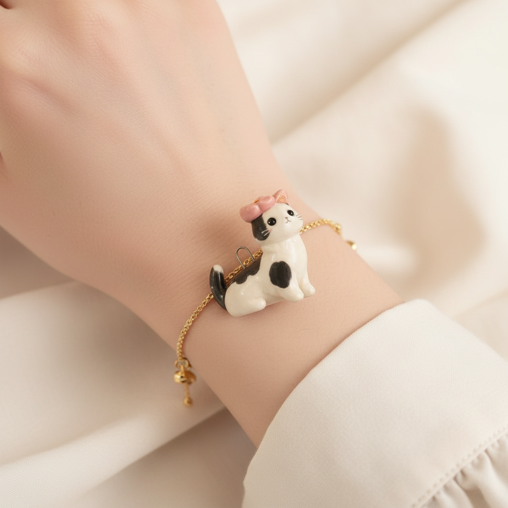 Pink Bow Cat - Bracelet