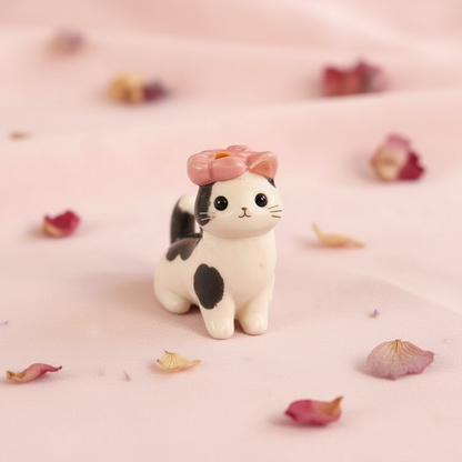 Pink Bow Cat - Floral