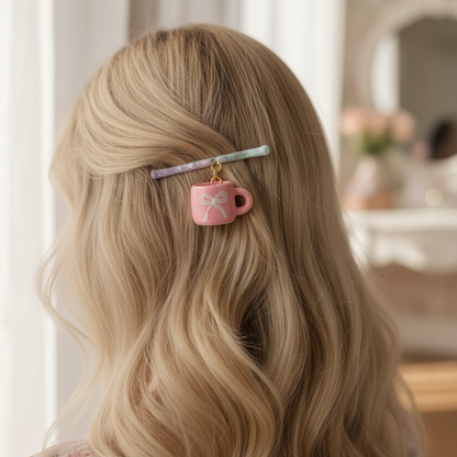 Pink Bow Mug - Bobby Pin Coquette Hair