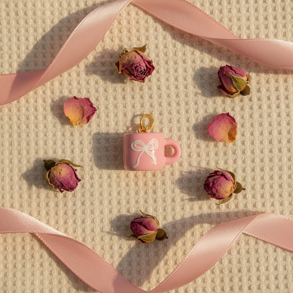 Pink Bow Mug - Waffle Knit Romantic