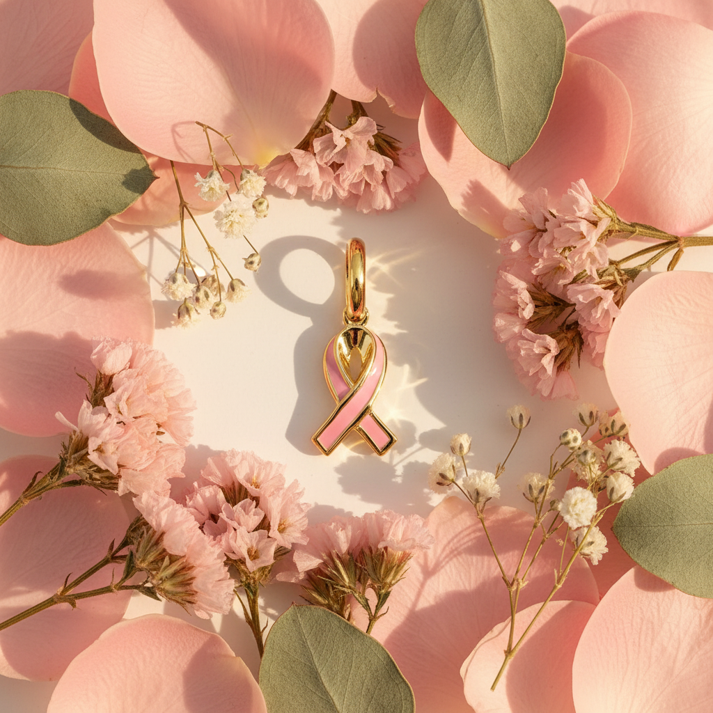 Pink Ribbon with flowers