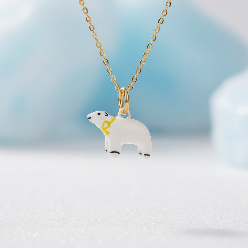 Polar Bear Charm 3 - Gold Chain