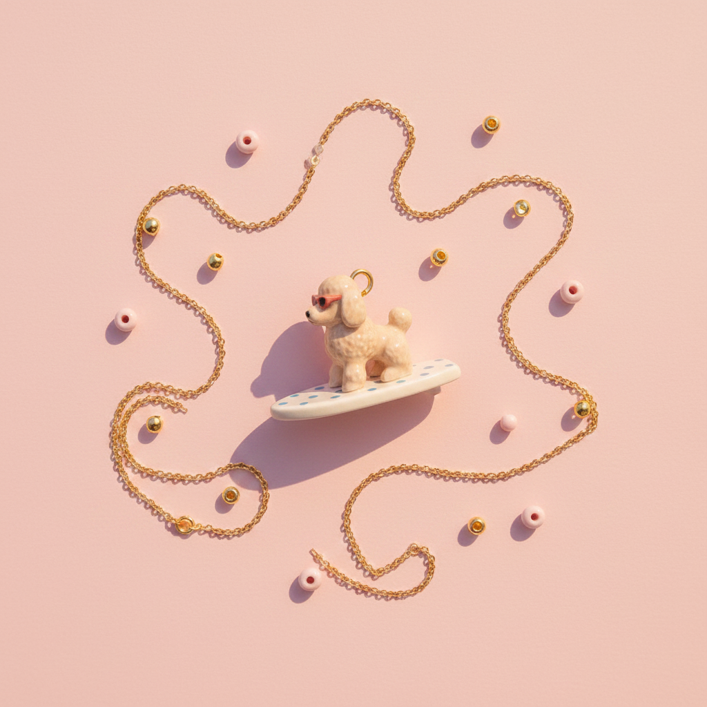 Poodle Charm - DIY Pink Flatlay