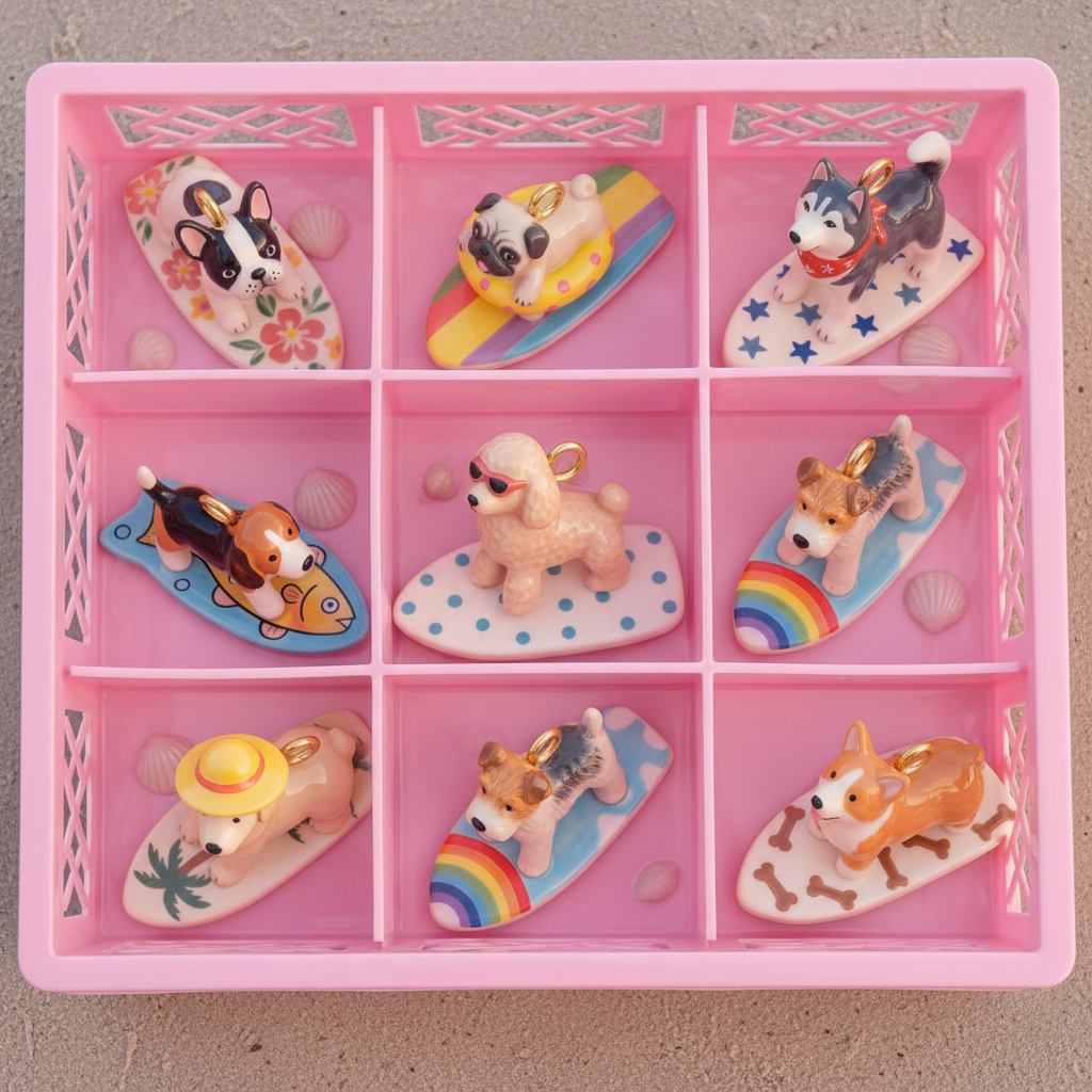 Poodle Charm - Pink Crate Display