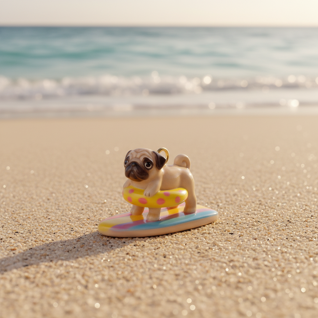 Pug Charm - Beach Scene