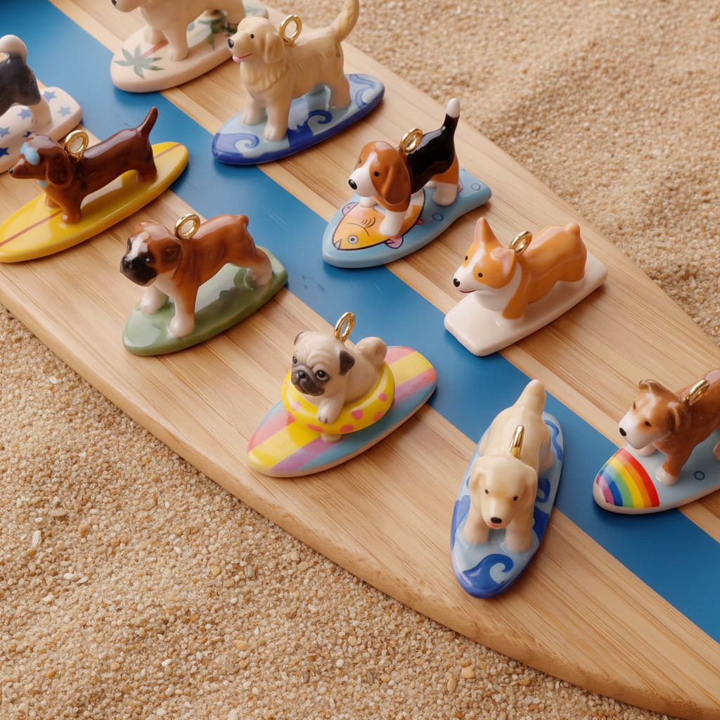 Pug Charm - Wooden Board Display