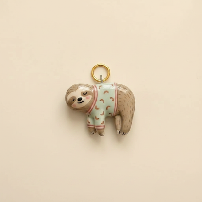 Pyjama Sloth Charm - Beige Background