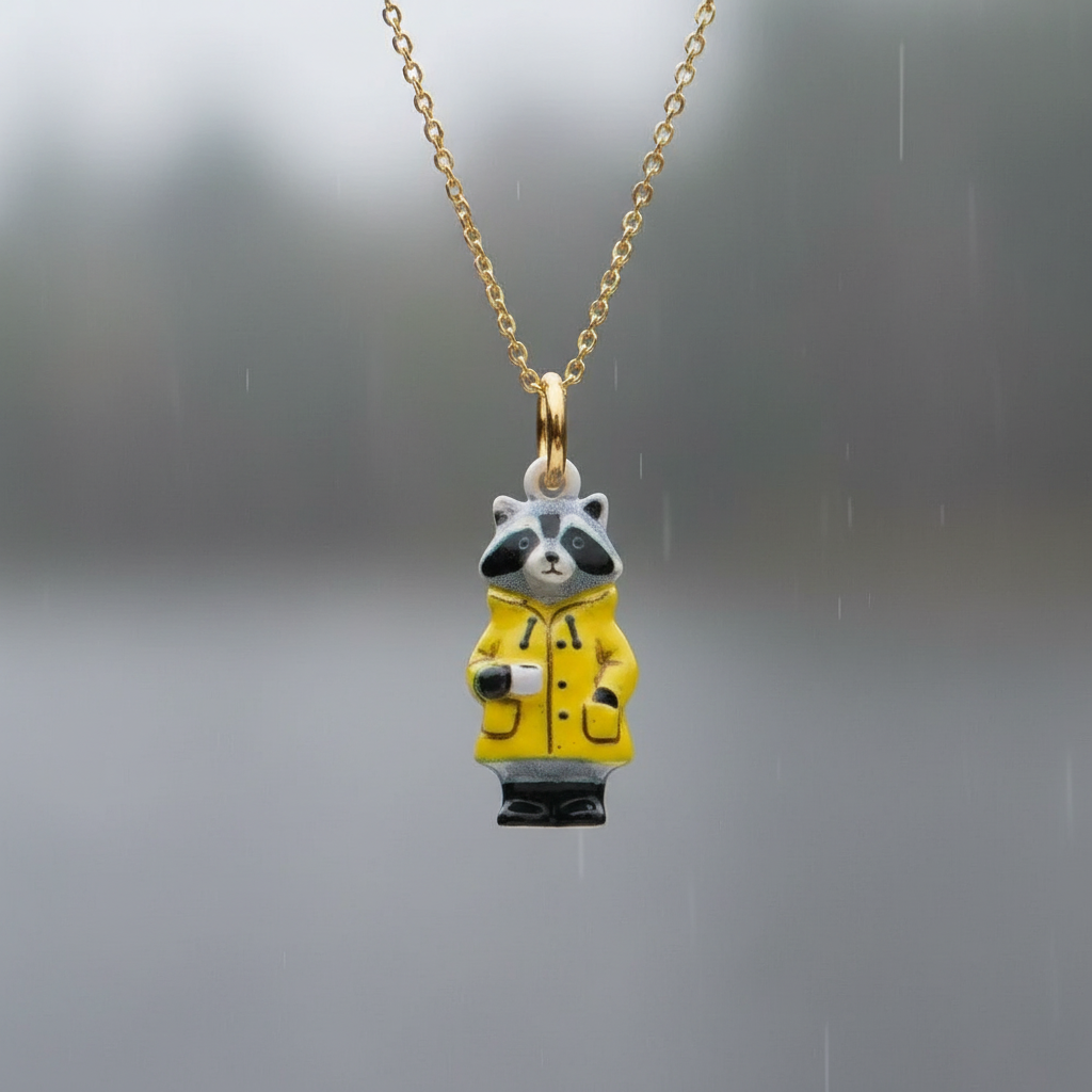 Raccoon Charm 3 - Gold Chain