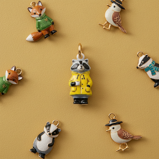 Raccoon Charm 7 - Yellow Group