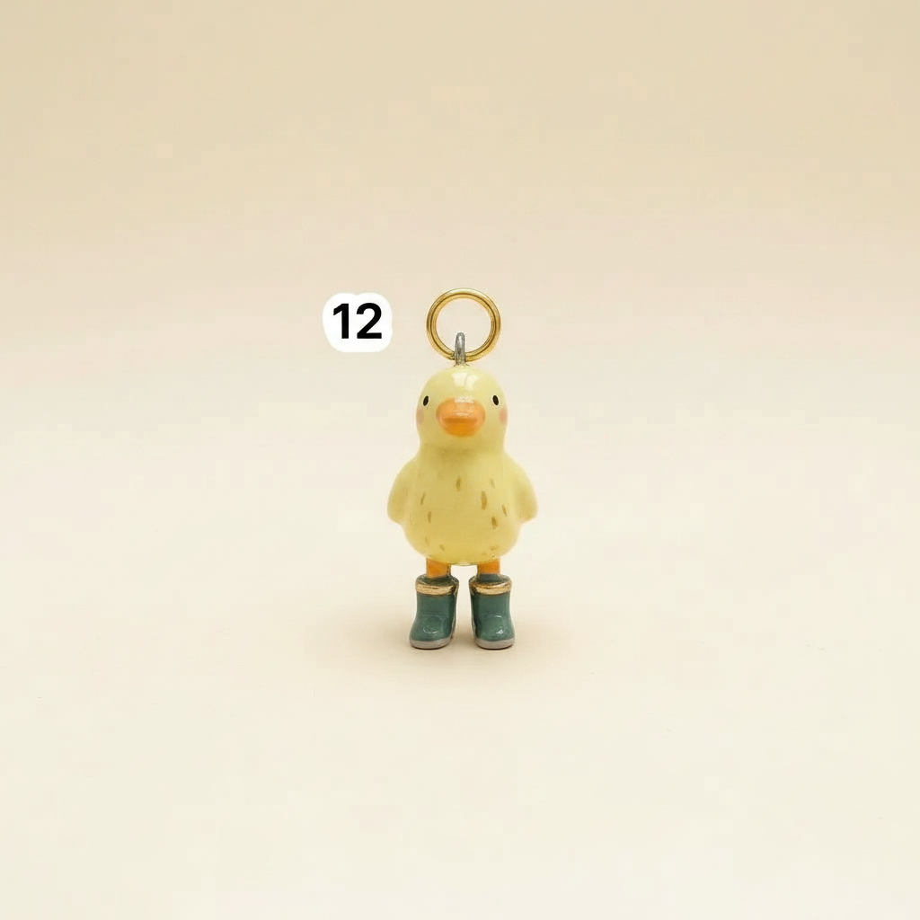 Rain Boot Duckling Charm - Beige Background