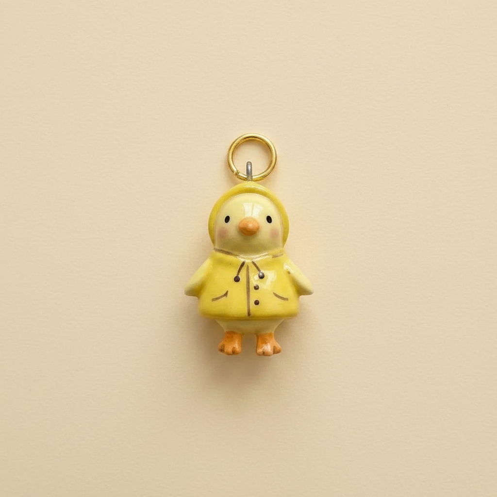 Raincoat Chick Charm - Beige Background