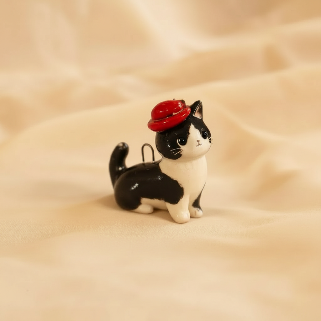 Red Beret Tuxedo Cat - Main