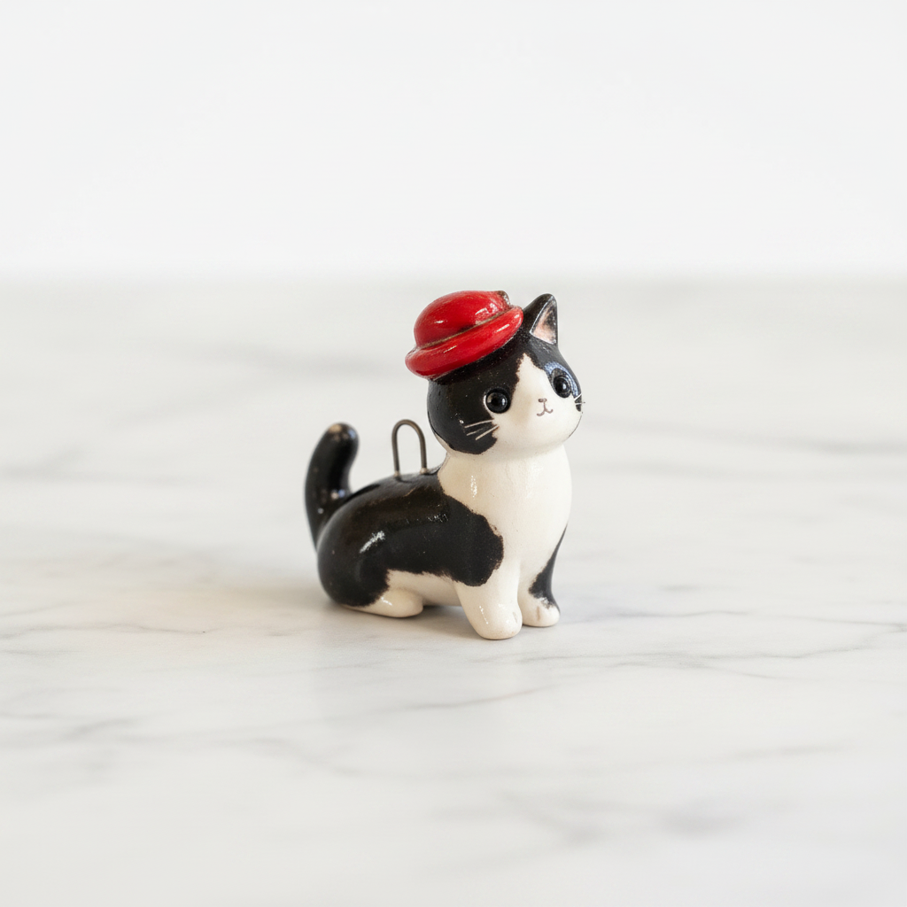 Red Beret Tuxedo Cat - Marble