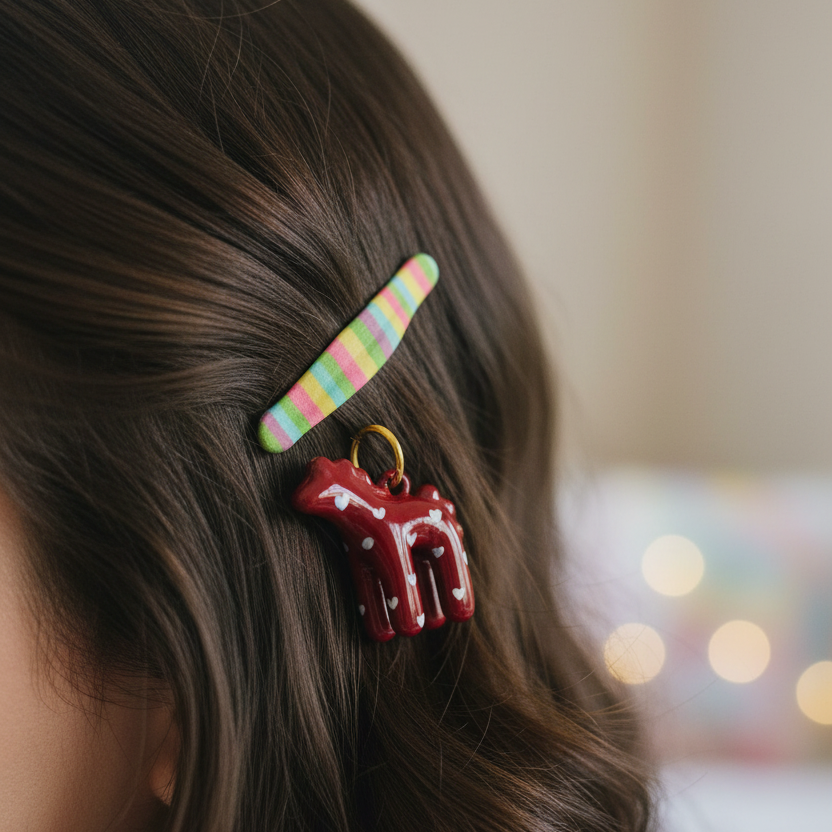 Red Horse Charm - Bobby Pin Hair
