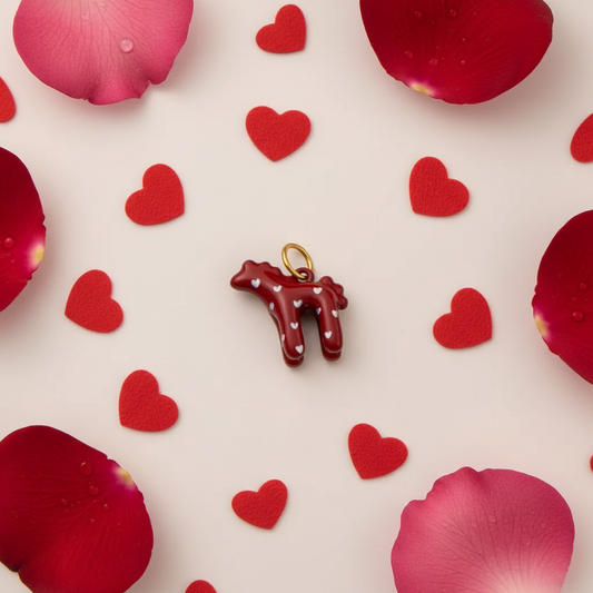 Red Horse Charm - Hearts & Petals